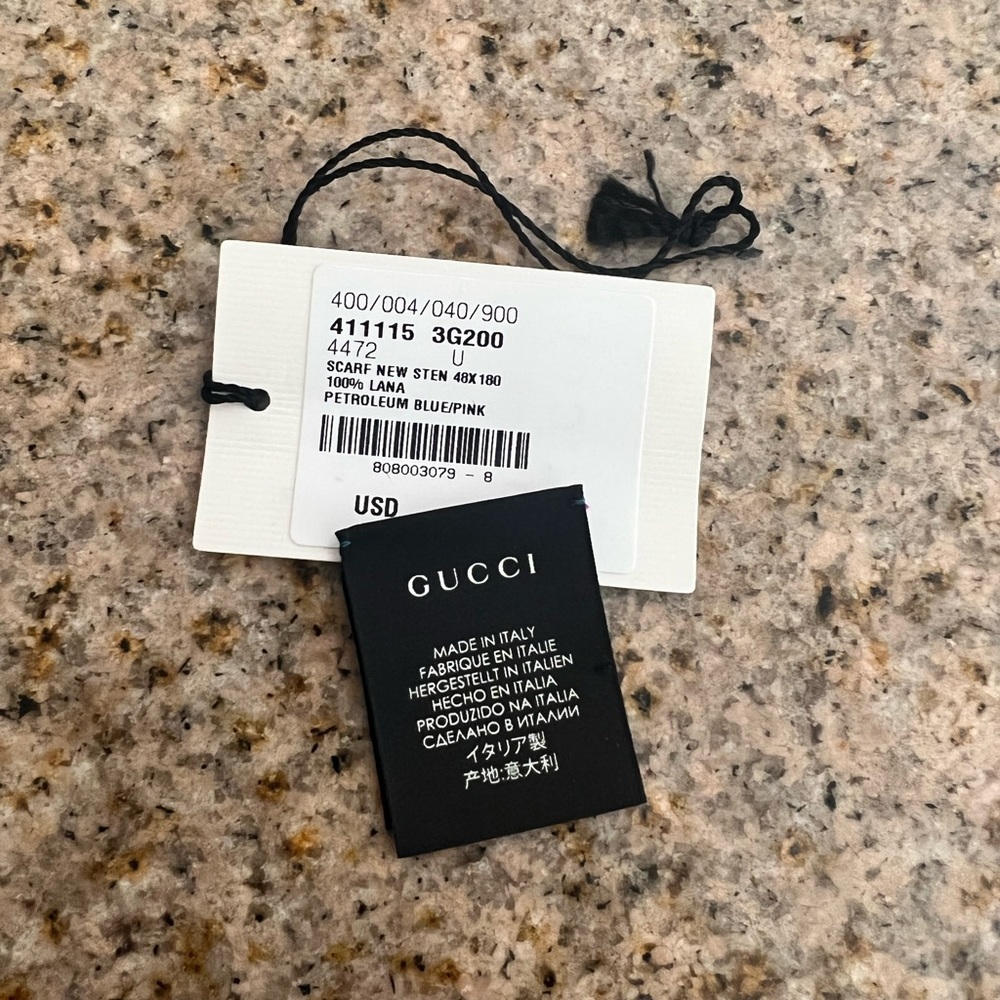 Gucci GG Reversible Scarf - Petroleum Blue/Pink - Picture 10 of 13